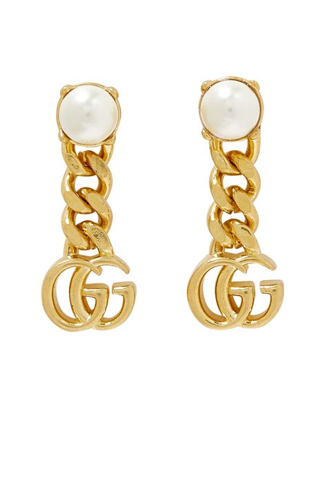 gucci earrings with pearl|gucci rhinestone earrings.